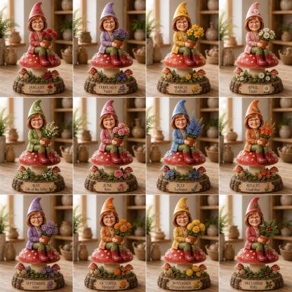 Personalized Daffodil Gnome Figurine, Custom Photo & Name Garden Keepsake, Flower Lover Gift