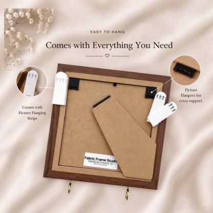 Personalized Photo Frame Key Holder, Fabric Mat Picture Frame with 2 Hooks, Custom Photo Wall Decor, Housewarming Gift