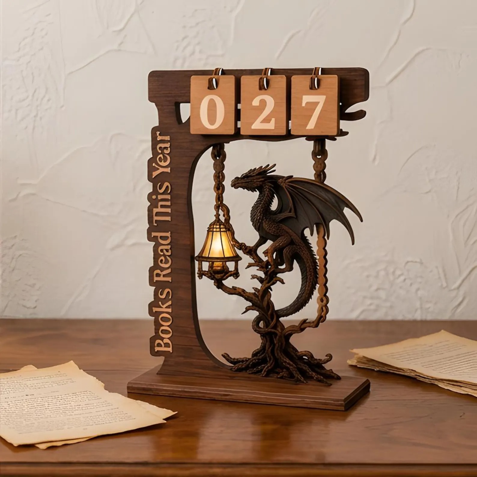 Personalized Dragon Book Tracker, Custom Fantasy Reading Counter, Books Read This Year Display, Book Lover Gift