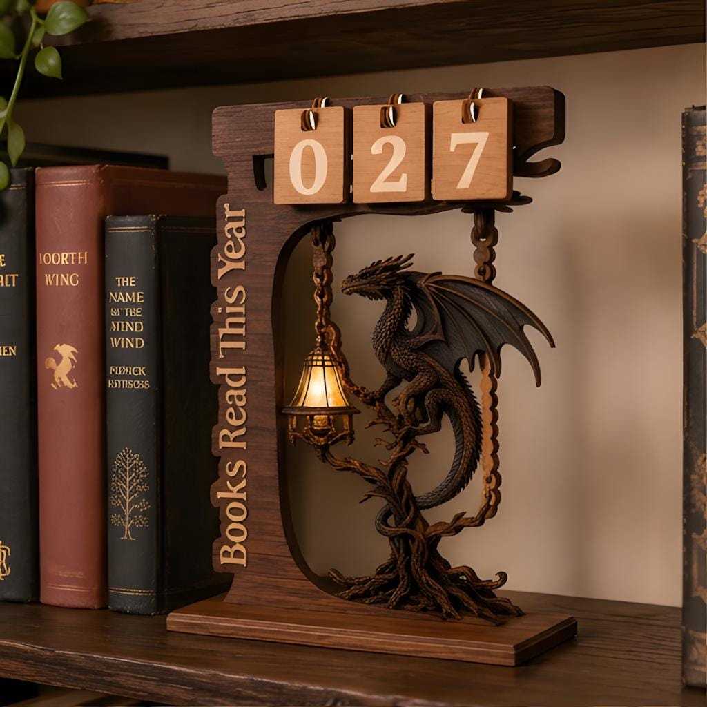 Personalized Dragon Book Tracker, Custom Fantasy Reading Counter, Books Read This Year Display, Book Lover Gift