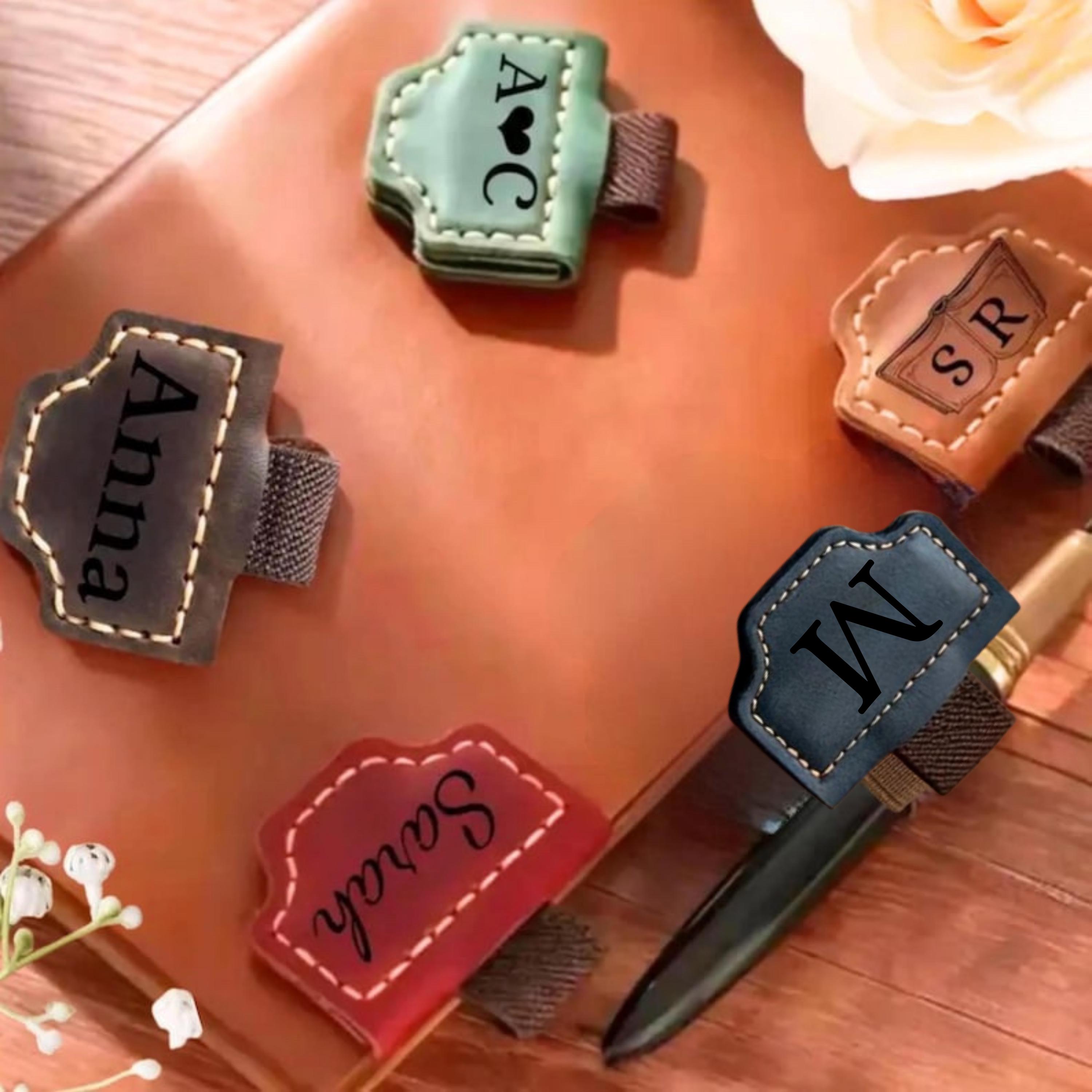 Personalized Magnetic Leather Bookmark with Pen Holder, Custom Engraved Bookmark, Gift for Book Lovers