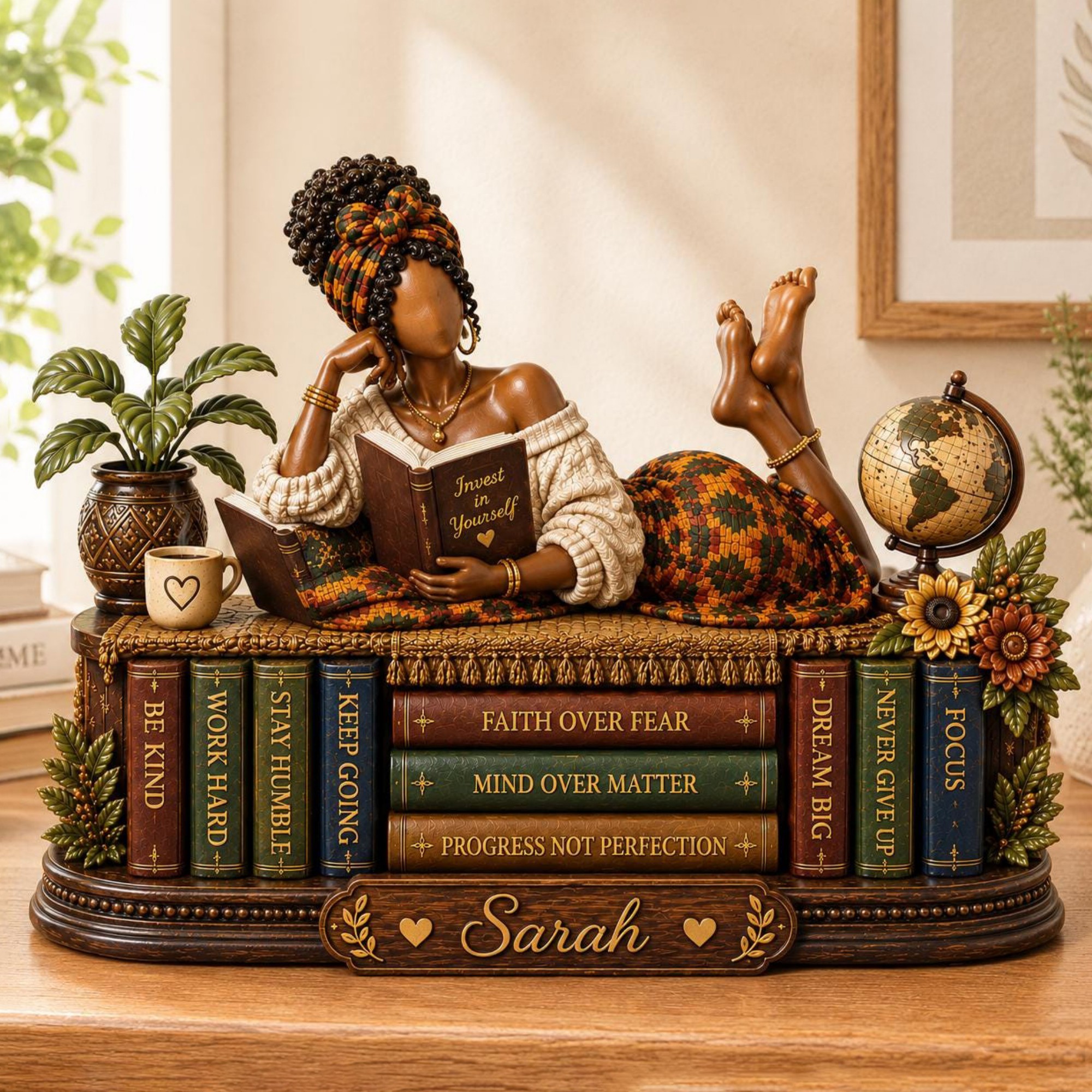 Personalized Black History Book Lover Plaque, Custom Wooden Reader Desk Decor
