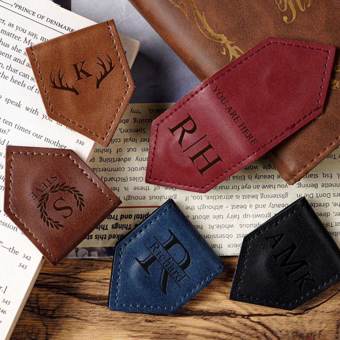 [Copy]Personalized Leather Magnetic Bookmark with Pen Holder, Custom Engraved Bookmark, Gift for Book Lovers