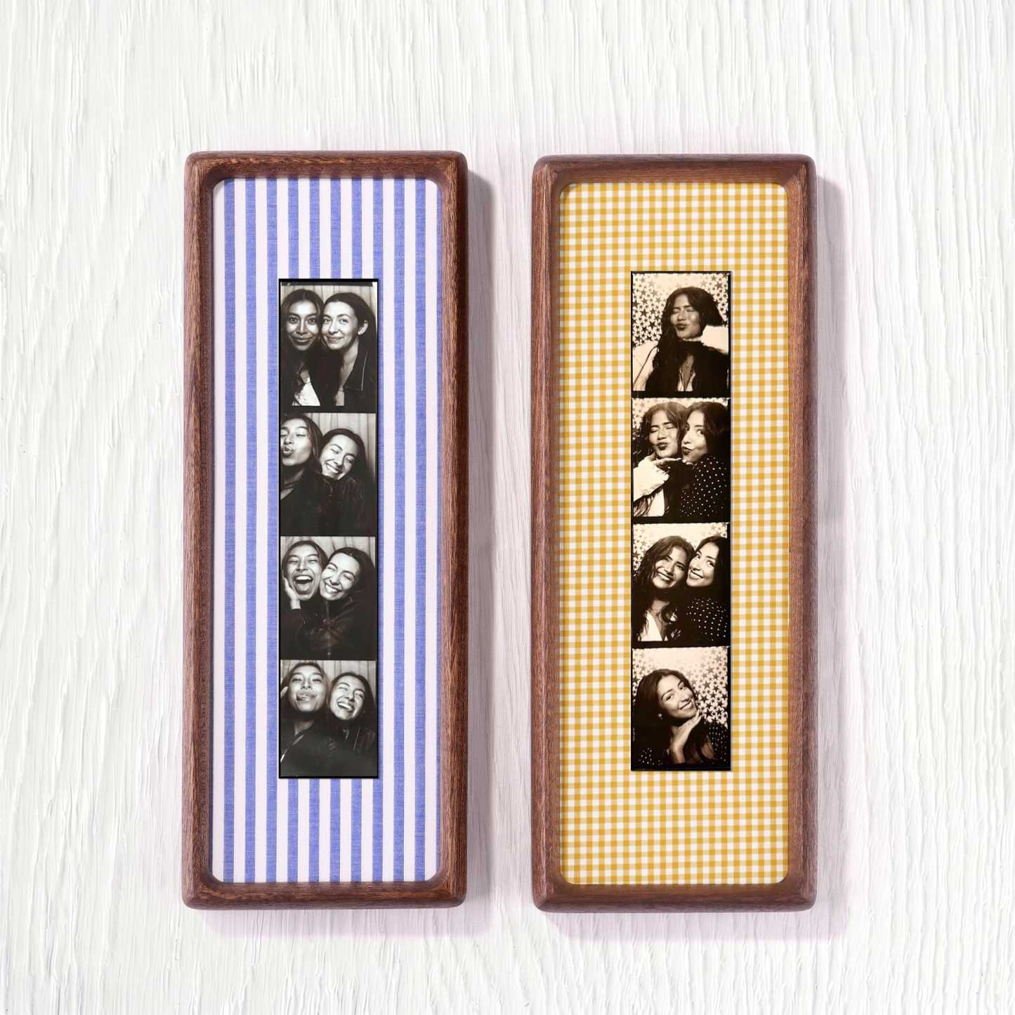 Personalized Photo Strip Frame, Fabric Mat Solid Wood Frame, Optional Photo Print
