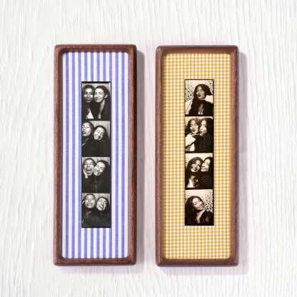 Personalized Photo Strip Frame, Fabric Mat Solid Wood Frame, Optional Photo Print