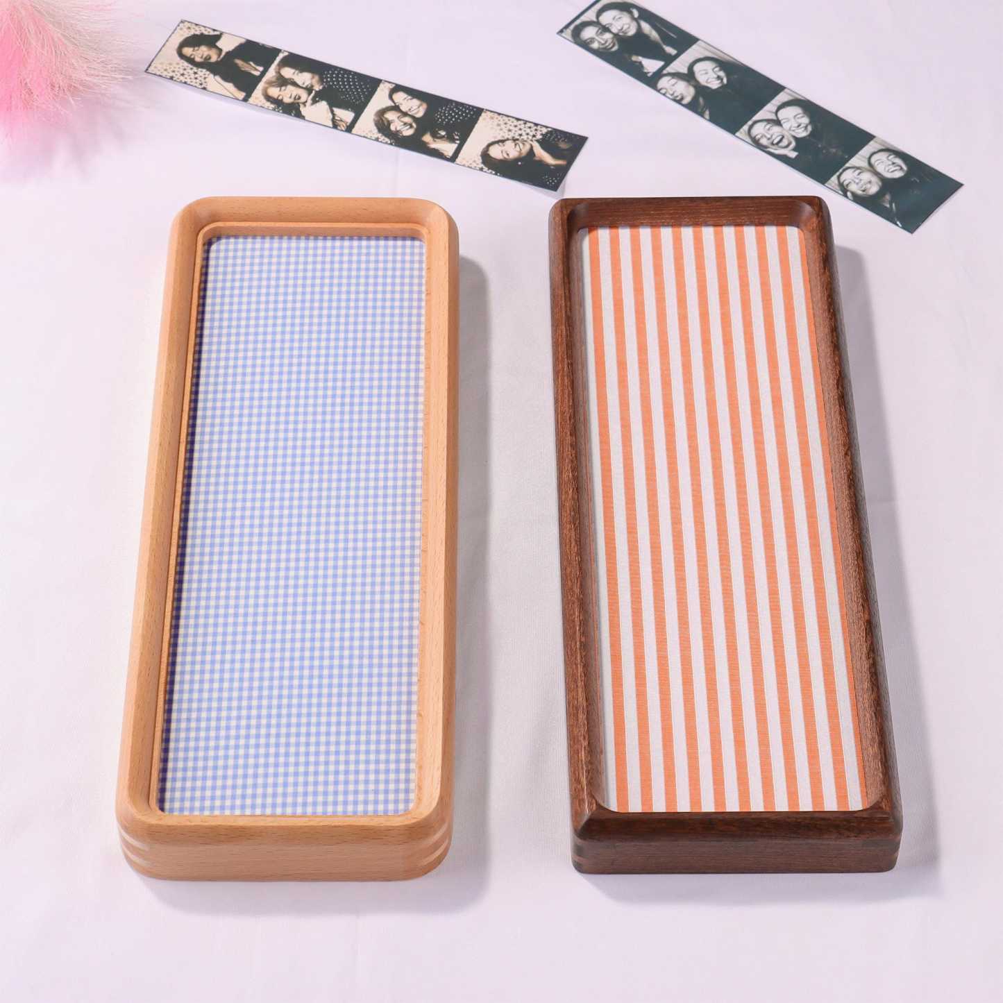 Personalized Photo Strip Frame, Fabric Mat Solid Wood Frame, Optional Photo Print