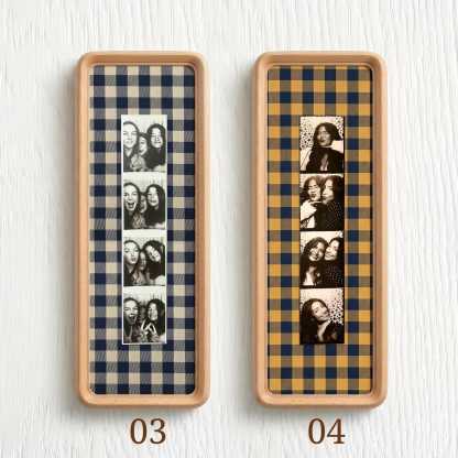 Personalized Photo Strip Frame, Fabric Mat Solid Wood Frame, Optional Photo Print
