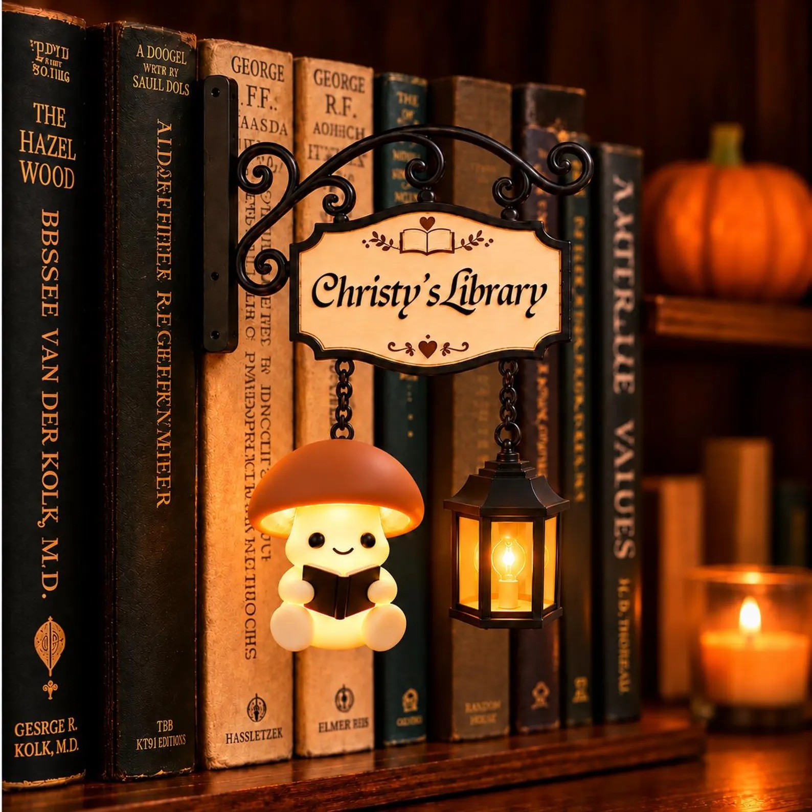 Custom Mushroom Book Nook Light