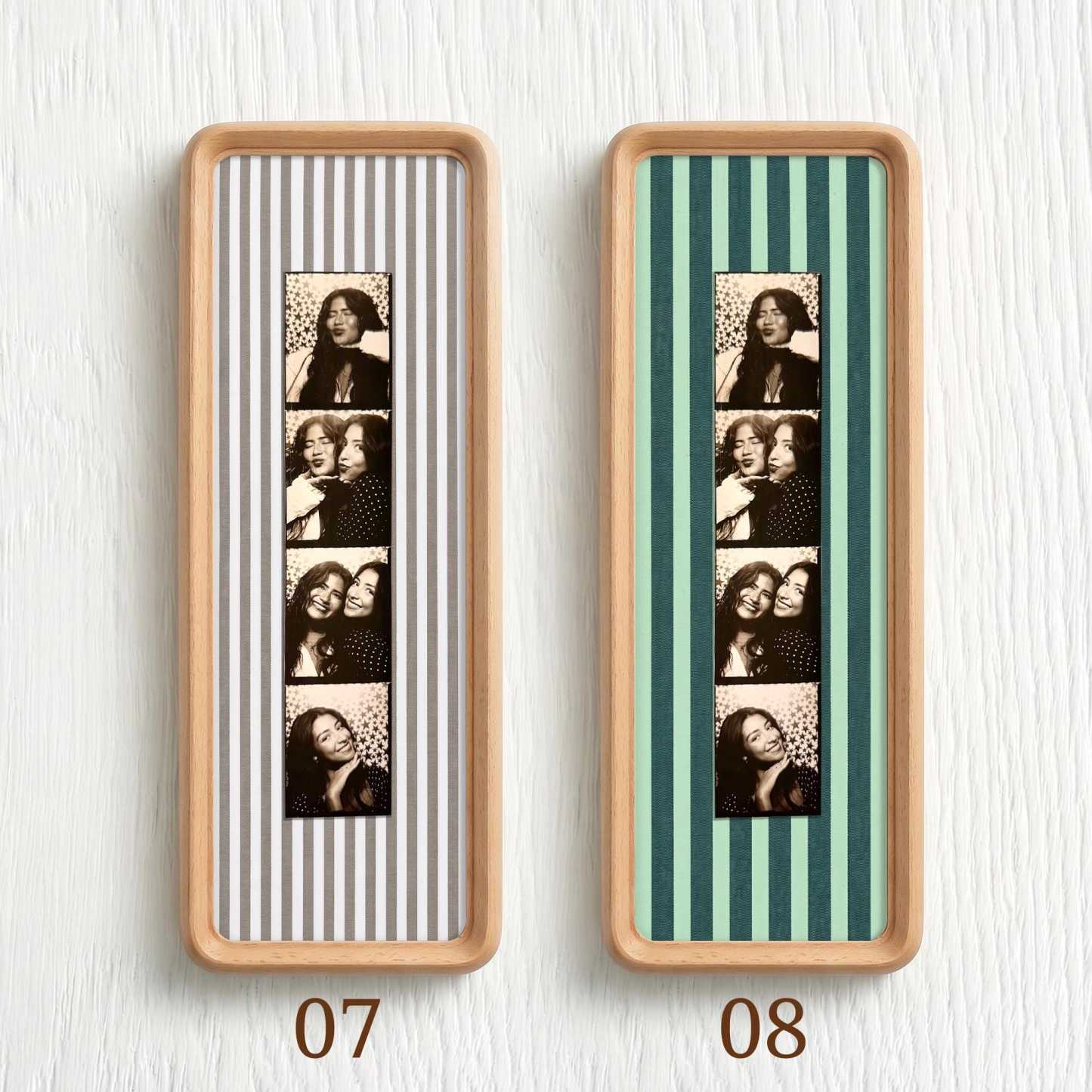 Personalized Photo Strip Frame, Fabric Mat Solid Wood Frame, Optional Photo Print