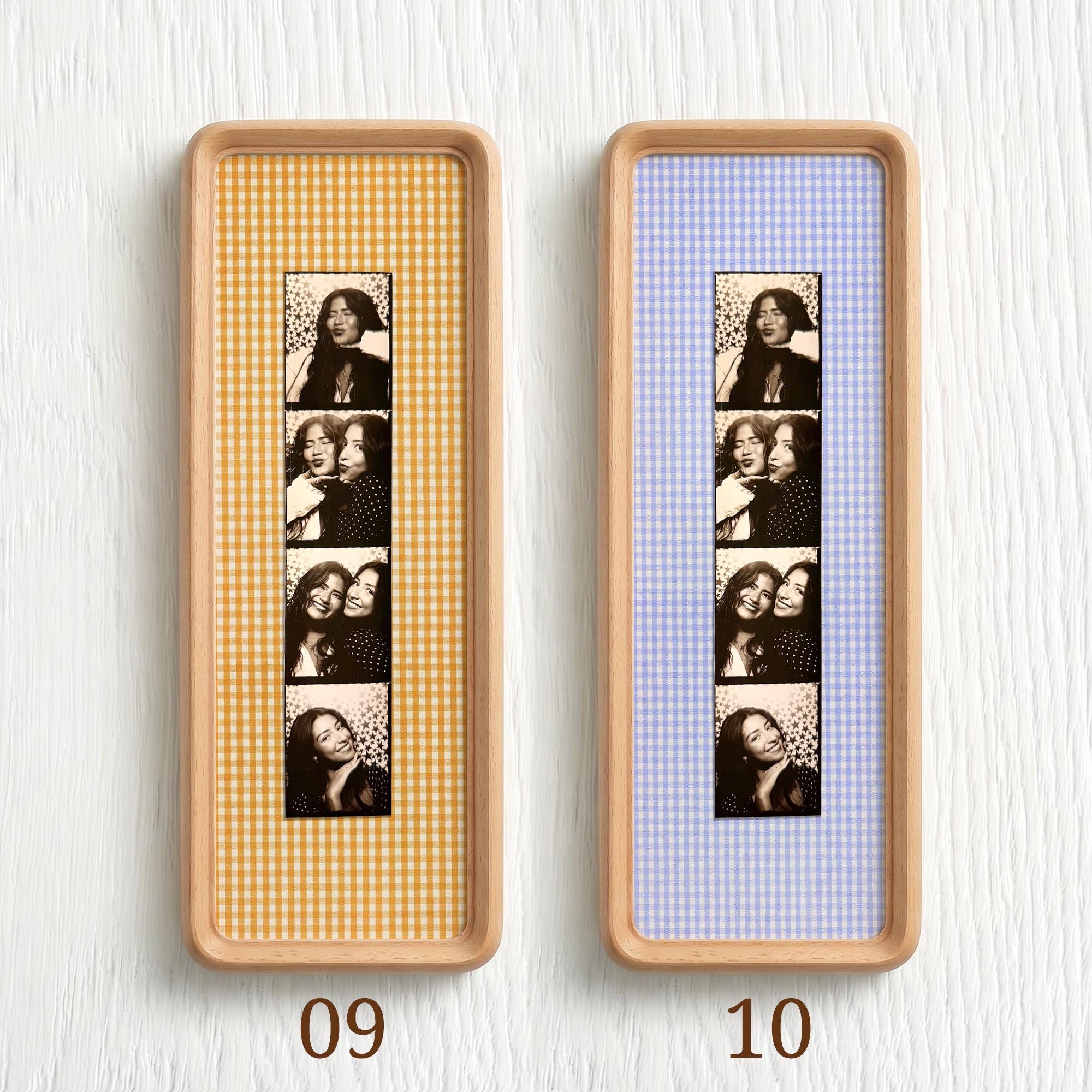 Personalized Photo Strip Frame, Fabric Mat Solid Wood Frame, Optional Photo Print