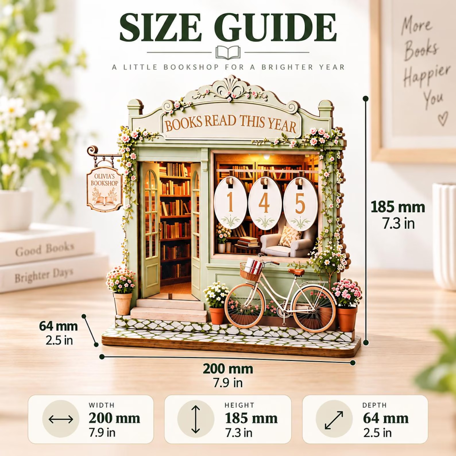Personalized Bookstore Reading Tracker, Books Read This Year Counter, Custom Book Lover Decor