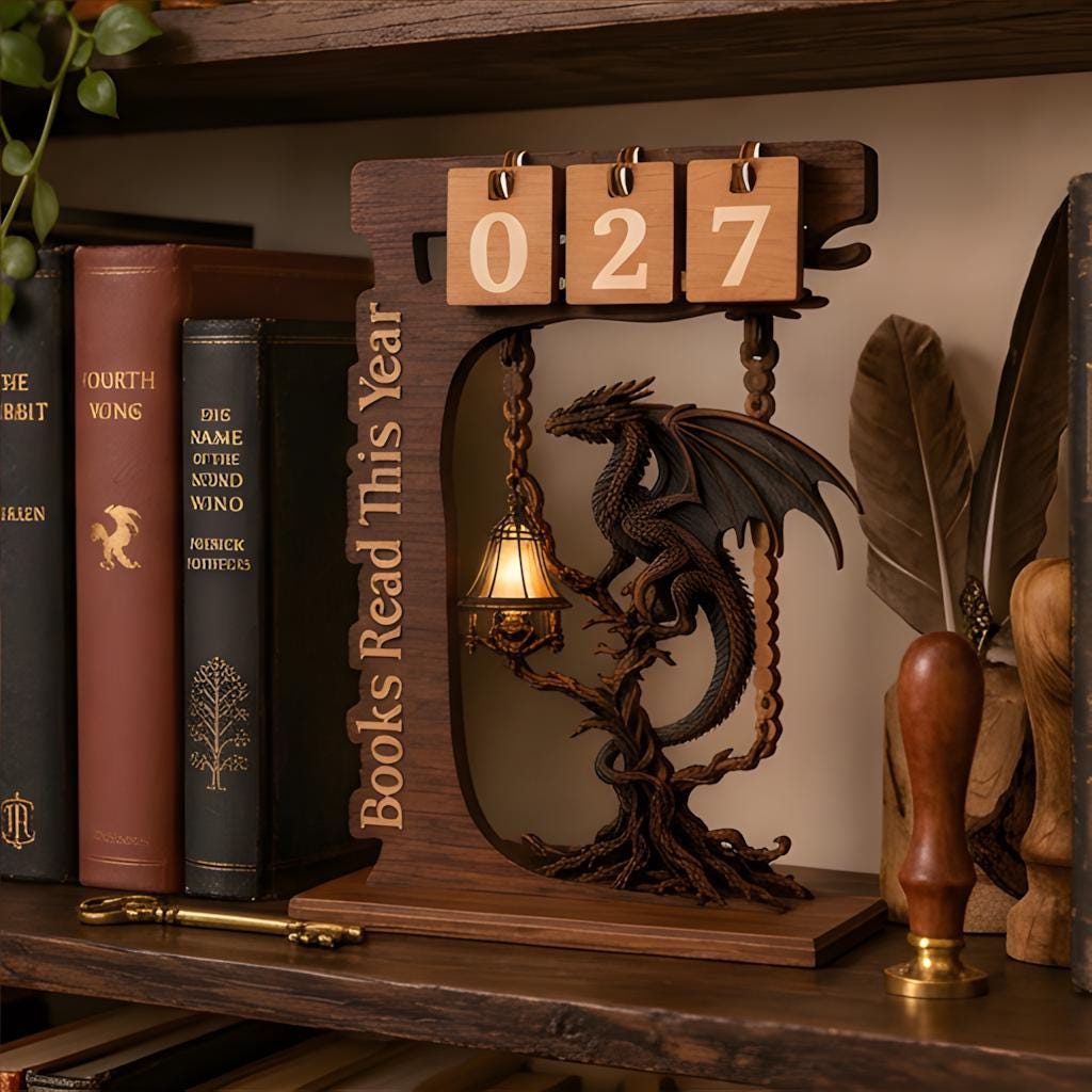 Personalized Dragon Book Tracker, Custom Fantasy Reading Counter, Books Read This Year Display, Book Lover Gift