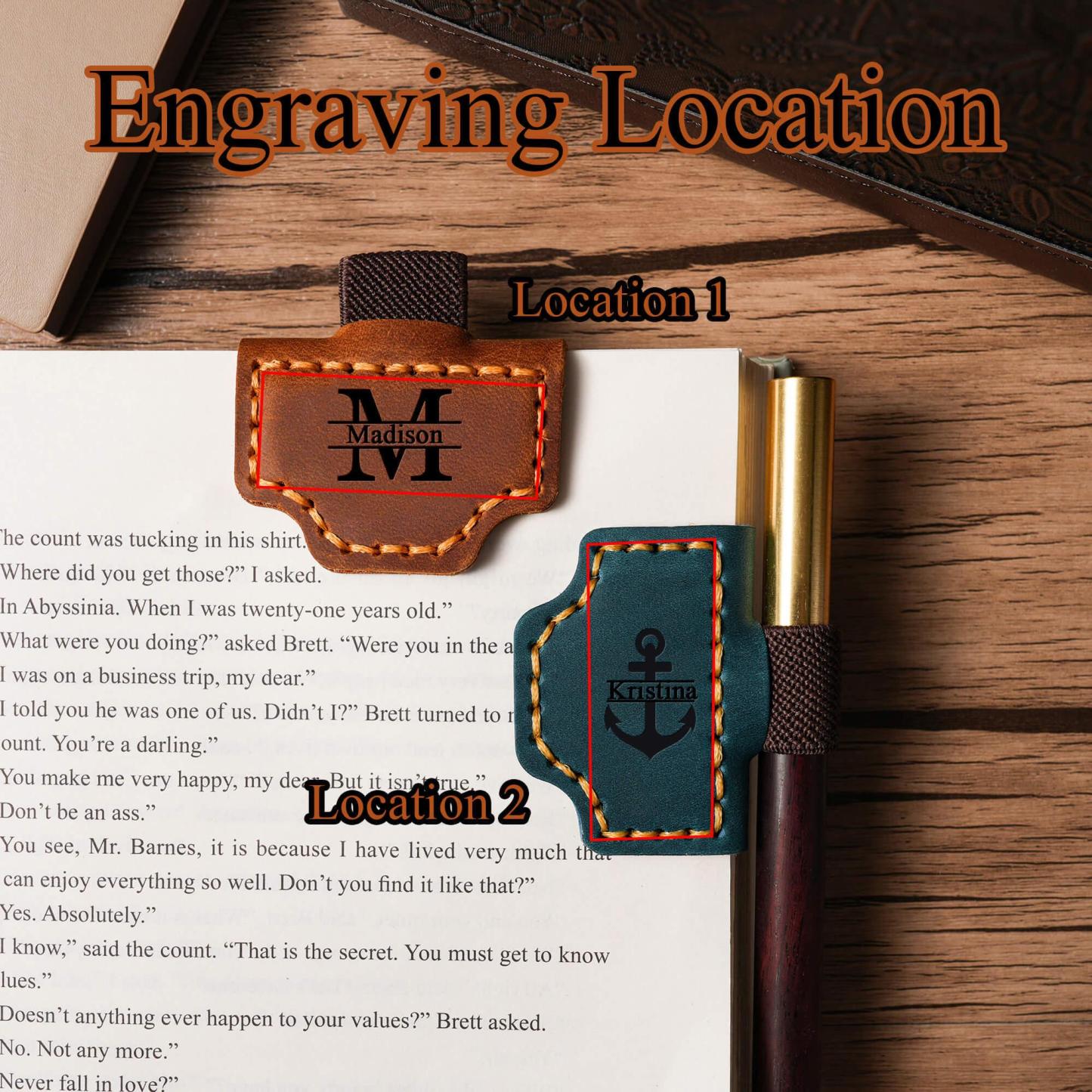 [Copy]Personalized Magnetic Leather Pen Holder, Custom Engraved Bookmark, Gift for Book Lovers