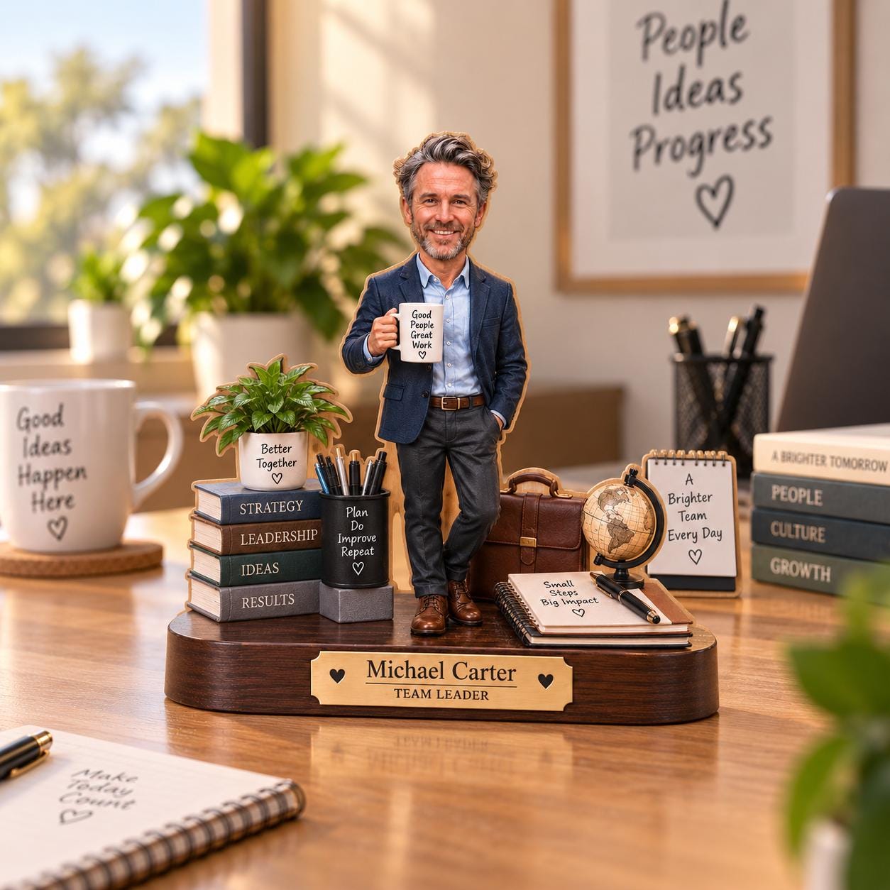 Personalized Team Leader Wooden Block, Custom Photo Desk Decor, Team Appreciation Gift