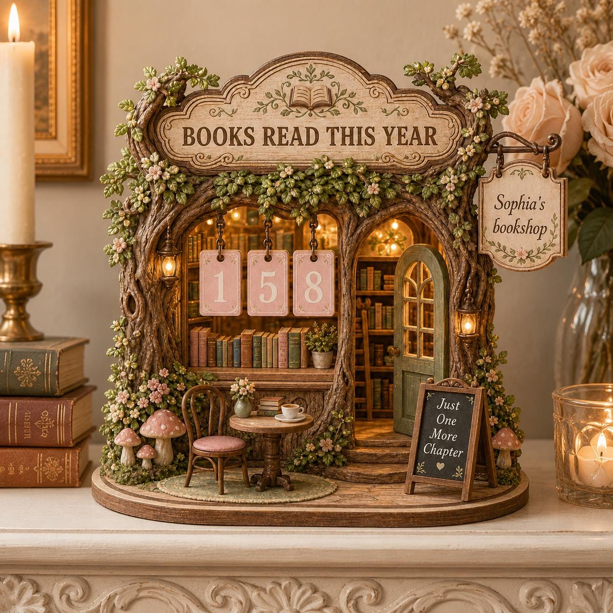 Personalized Wooden Book Tracker, Books Read This Year Counter, Custom Reading Decor for Book Lovers