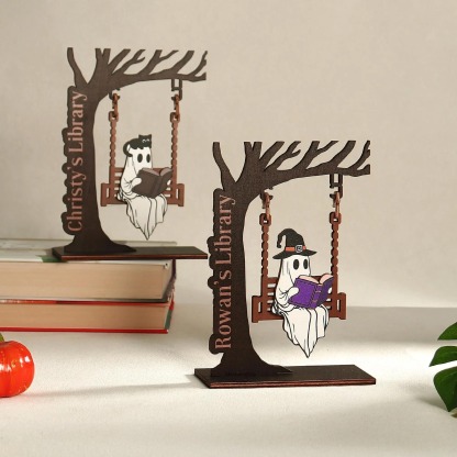 Personalized Ghost Swing Decor, Custom Halloween Library Sign, Adopt a Ghost Reading Nook Decor, Book Lover Gift
