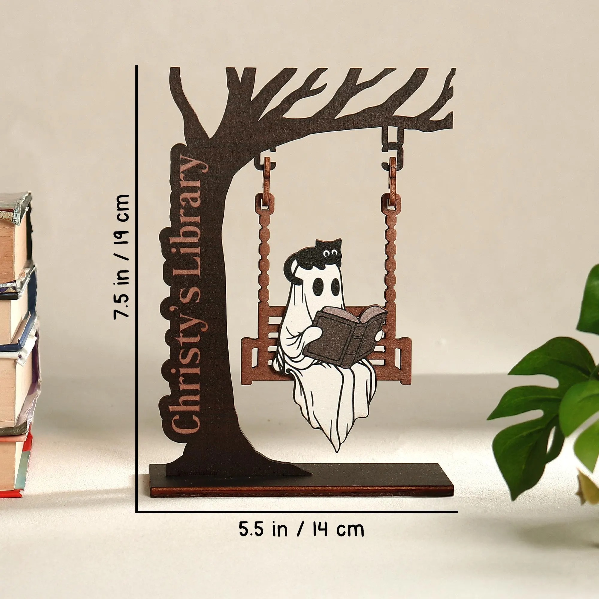 Personalized Ghost Swing Decor, Custom Halloween Library Sign, Adopt a Ghost Reading Nook Decor, Book Lover Gift