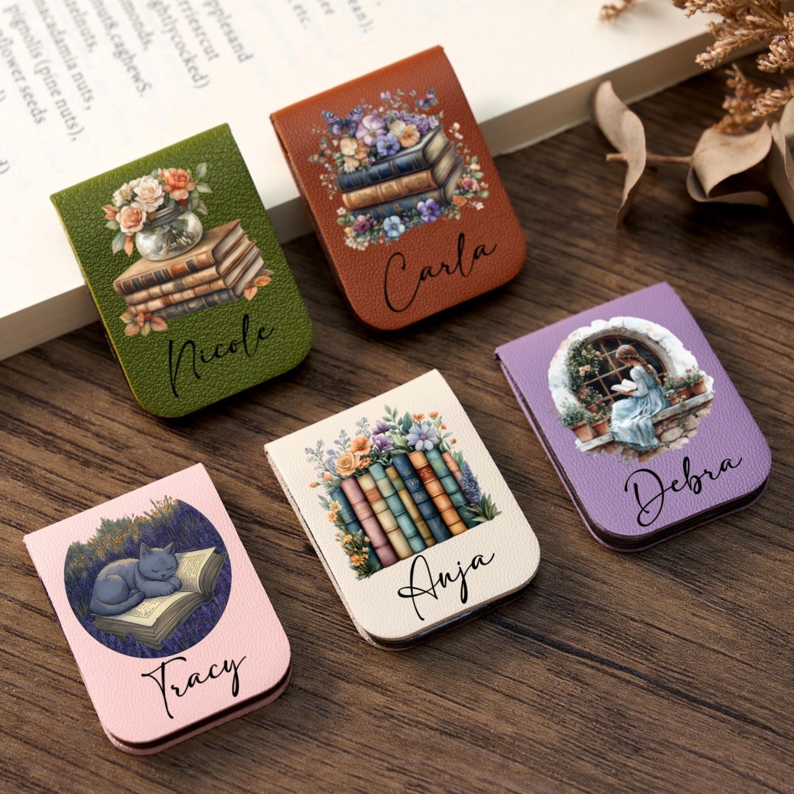 [Copy]Personalized Leather Bookmark with Custom Name, Magnetic Pen Clip, Engraved Bookmark Gift for Book Lovers, Teachers & Writers