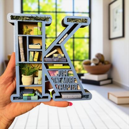 Personalized Initial Miniature Bookshelf, Custom Book Nook Decor for Book Lovers
