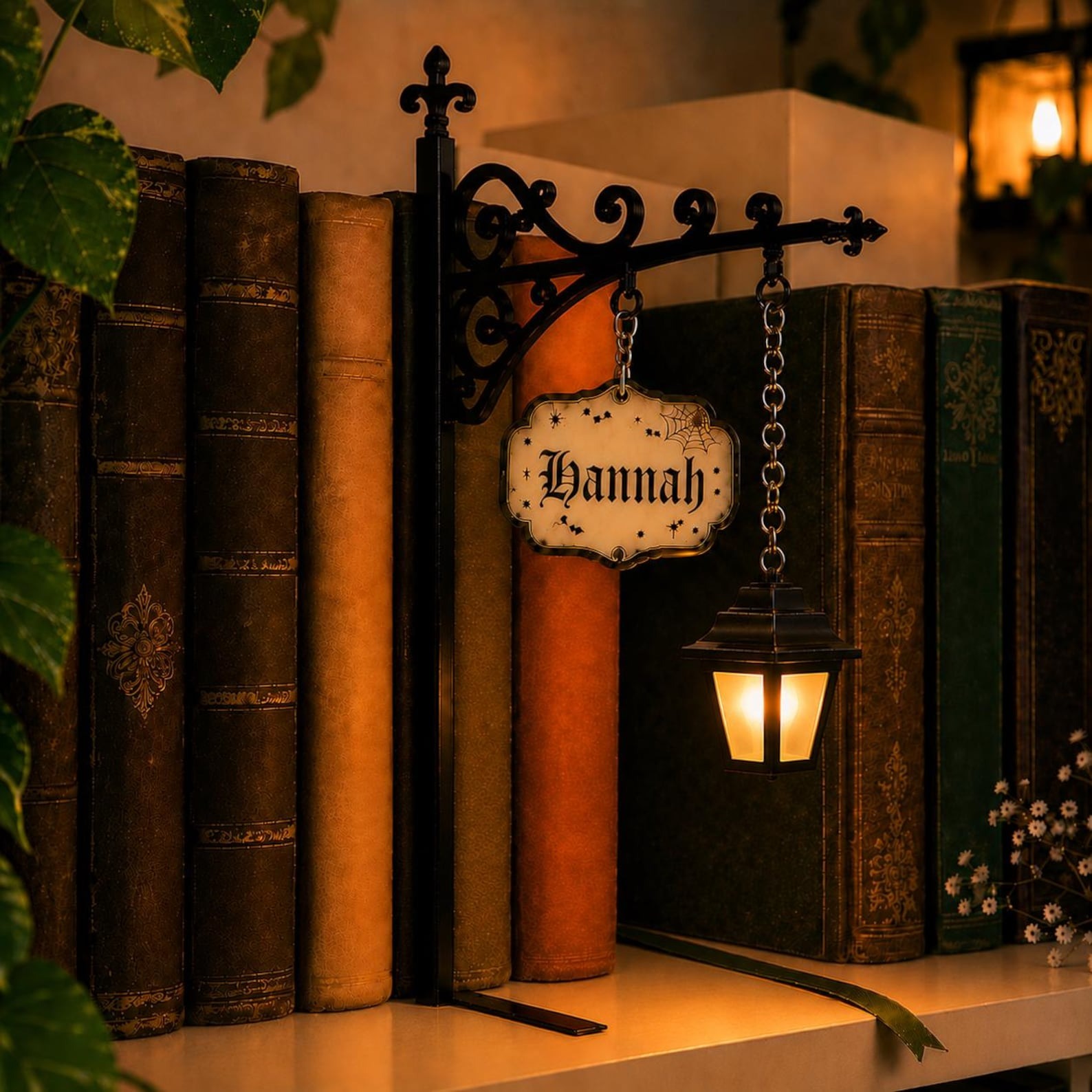 Personalized Book Lantern Lamp Custom Bookshelf Light for Book Lovers and Reading Nooks