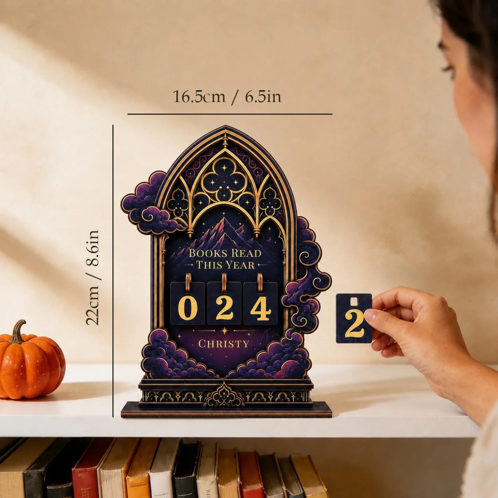 Personalized Gothic Book Tracker, Books Read This Year Counter, Dark Academia Reading Decor for Book Lovers