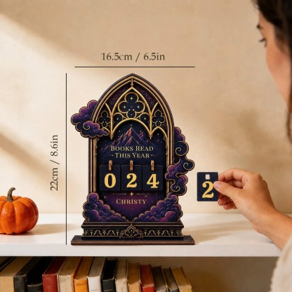 Personalized Gothic Book Tracker, Books Read This Year Counter, Dark Academia Reading Decor for Book Lovers