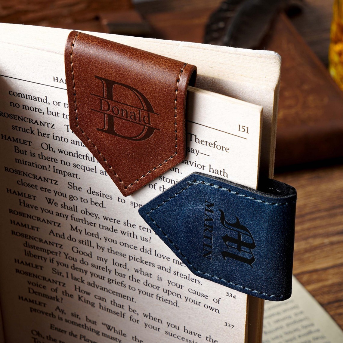 [Copy]Personalized Leather Magnetic Bookmark with Pen Holder, Custom Engraved Bookmark, Gift for Book Lovers