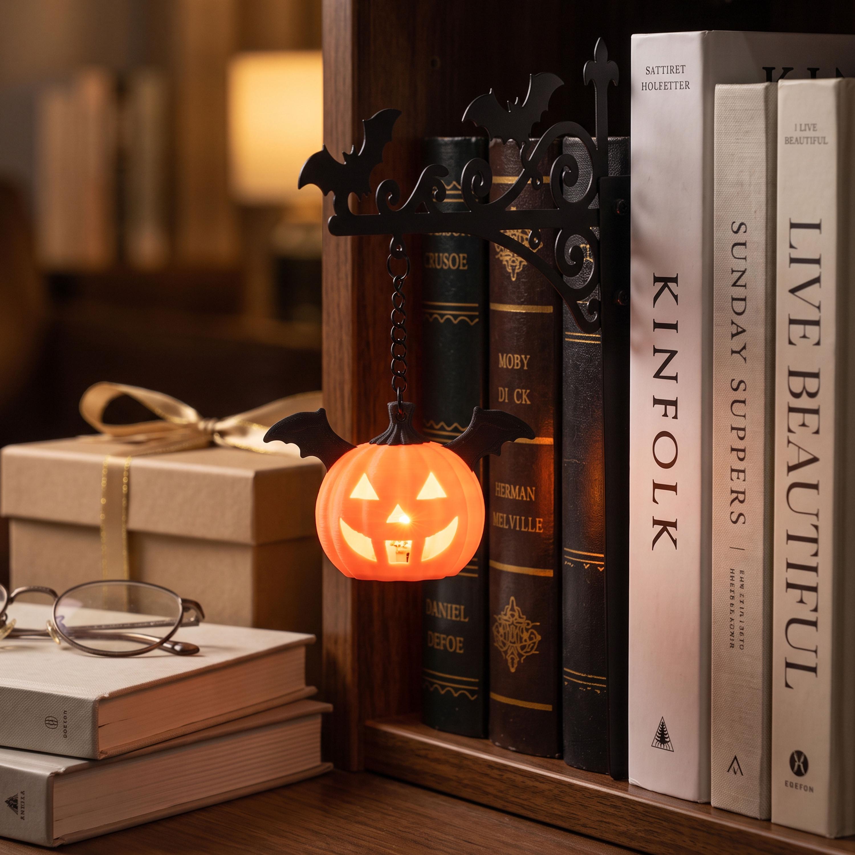 Halloween Ghost Bookshelf Lantern, Hanging Ghost Bookend & Spooky Book Nook Decor