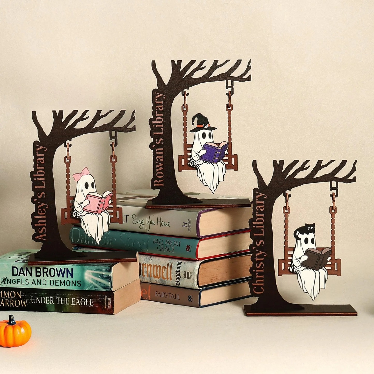 Personalized Ghost Swing Decor, Custom Halloween Library Sign, Adopt a Ghost Reading Nook Decor, Book Lover Gift