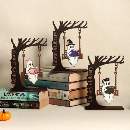 Personalized Ghost Swing Decor, Custom Halloween Library Sign, Adopt a Ghost Reading Nook Decor, Book Lover Gift