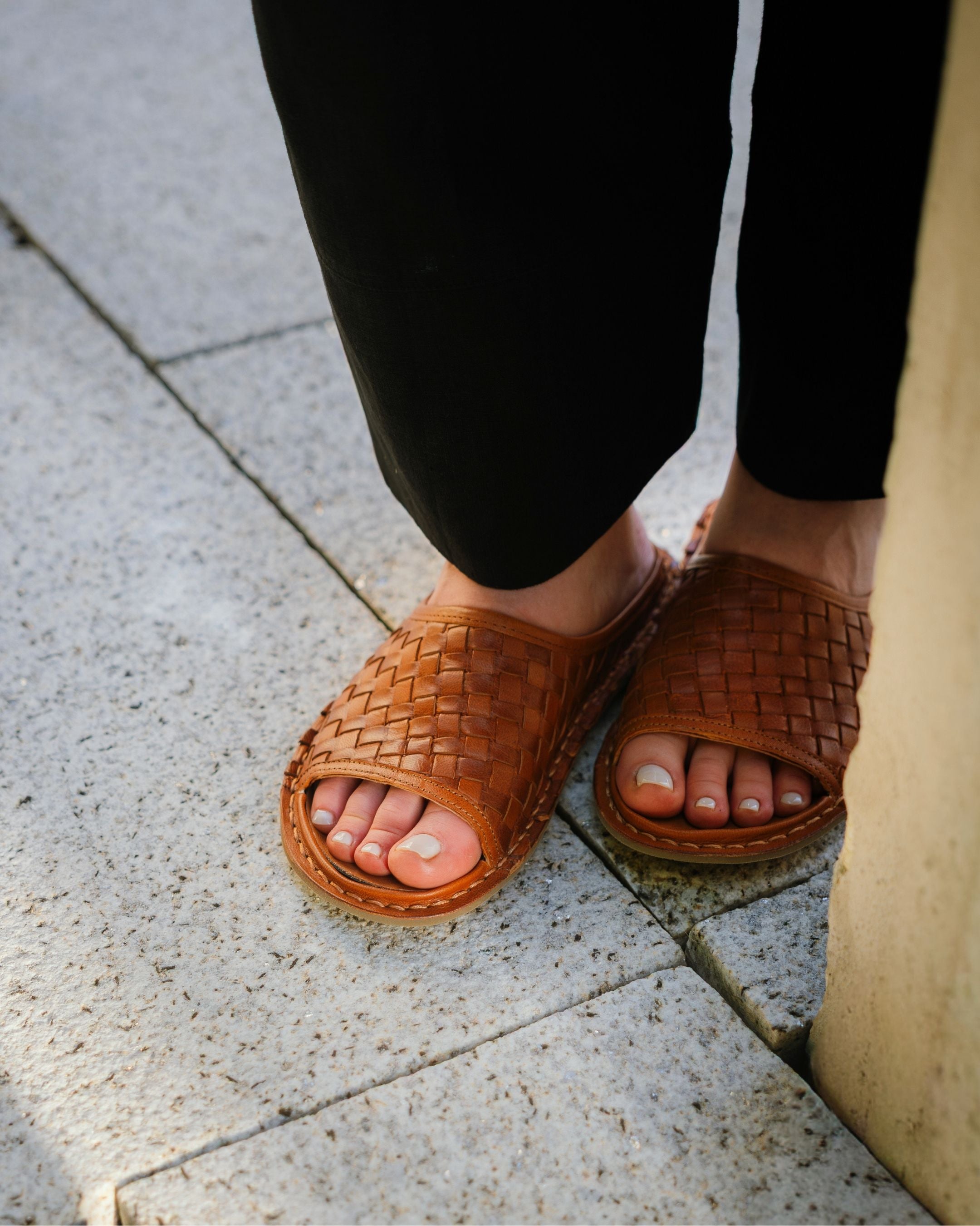  Woven Leather Cognac Brown