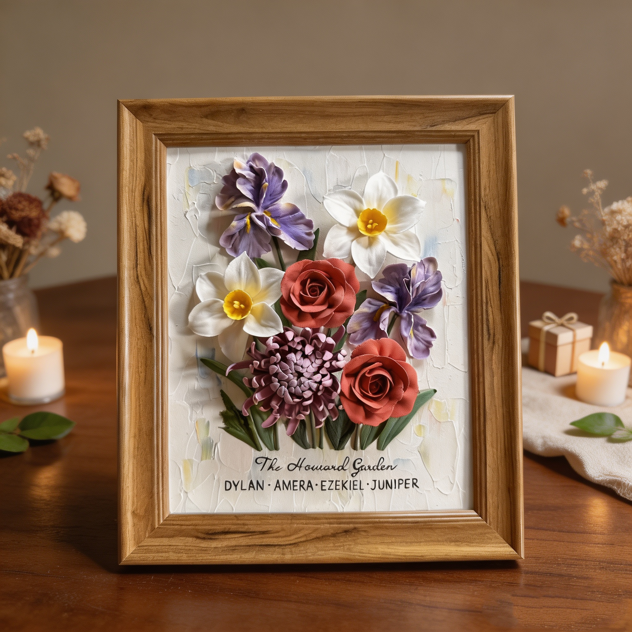 Personalized Birth Month Bouquet for Grandpa & Grandma, Handmade Keepsake