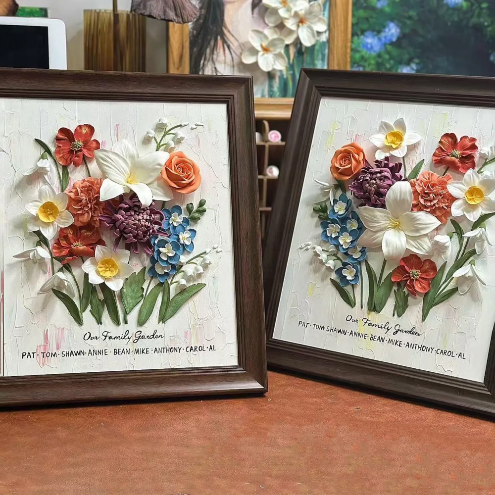 Custom Birth Month Flower Bouquet, Personalized 3D Clay Family Garden Keepsake, Meaningful Gift for Her, Mom & Best Friend
