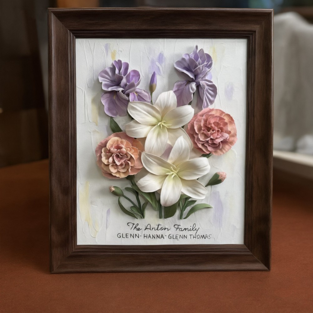Custom Birth Month Flower Bouquet, Personalized 3D Clay Family Garden Keepsake, Meaningful Gift for Her, Mom & Best Friend