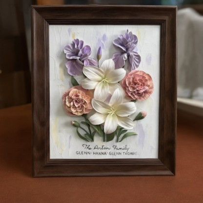 Custom Birth Month Flower Bouquet, Personalized 3D Clay Family Garden Keepsake, Meaningful Gift for Her, Mom & Best Friend