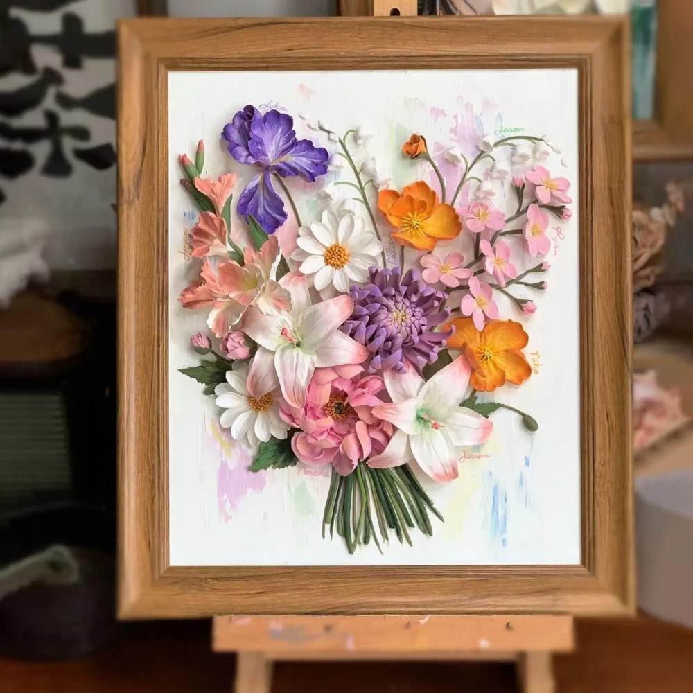 Personalized Birth Month Bouquet for Grandpa & Grandma, Handmade Keepsake