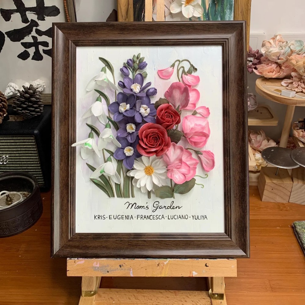 Personalized Birth Month Bouquet for Grandpa & Grandma, Handmade Keepsake
