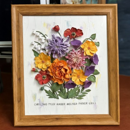 Personalized Birth Flower Gift for Mom, Handmade Clay Bouquet
