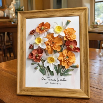 Personalized Birth Flower Gift for Mom, Handmade Clay Bouquet