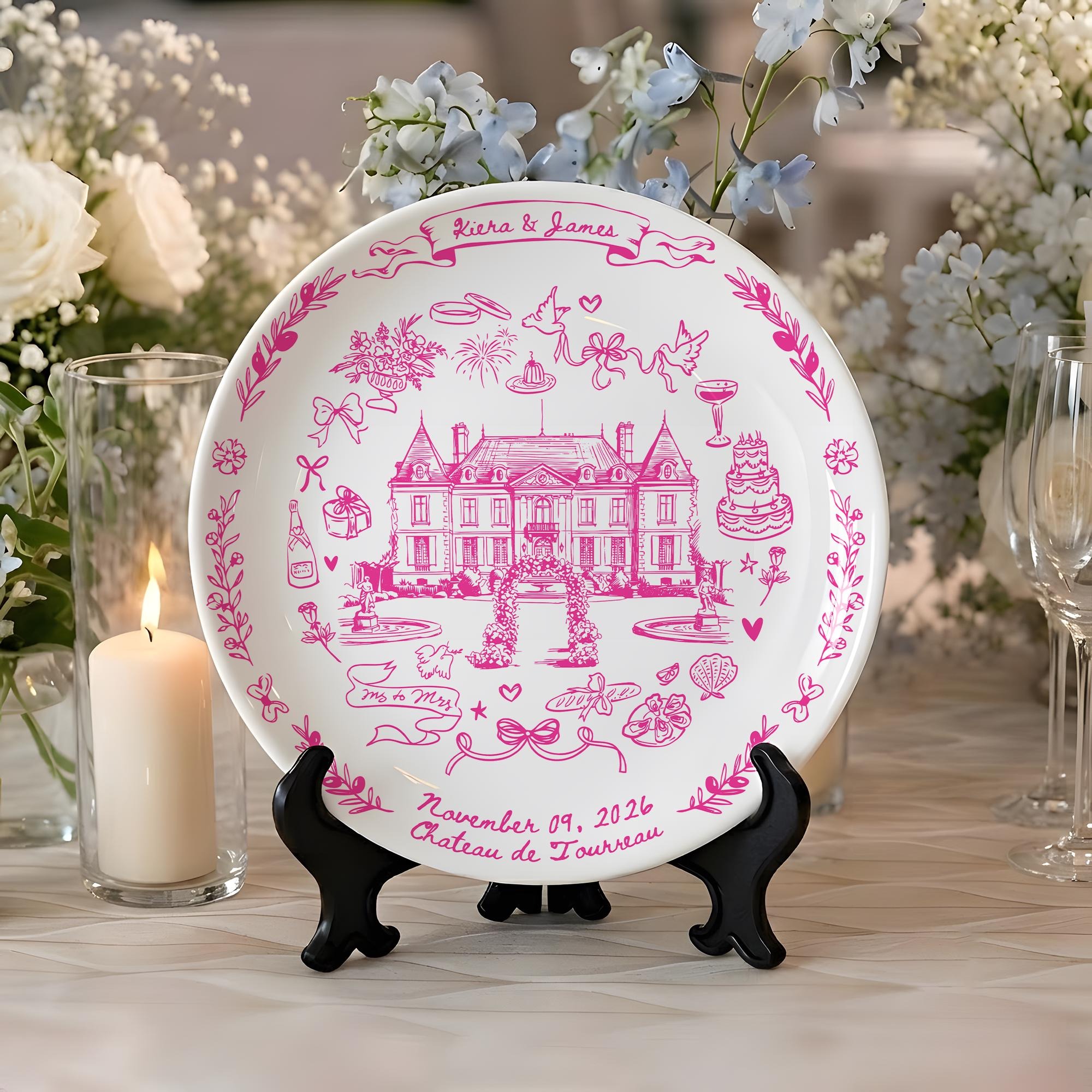 Personalized Wedding Venue Plate, Custom Wedding Keepsake, Personalized Wedding Platter, Wedding Venue Portrait Gift, Newlywed Home Decor