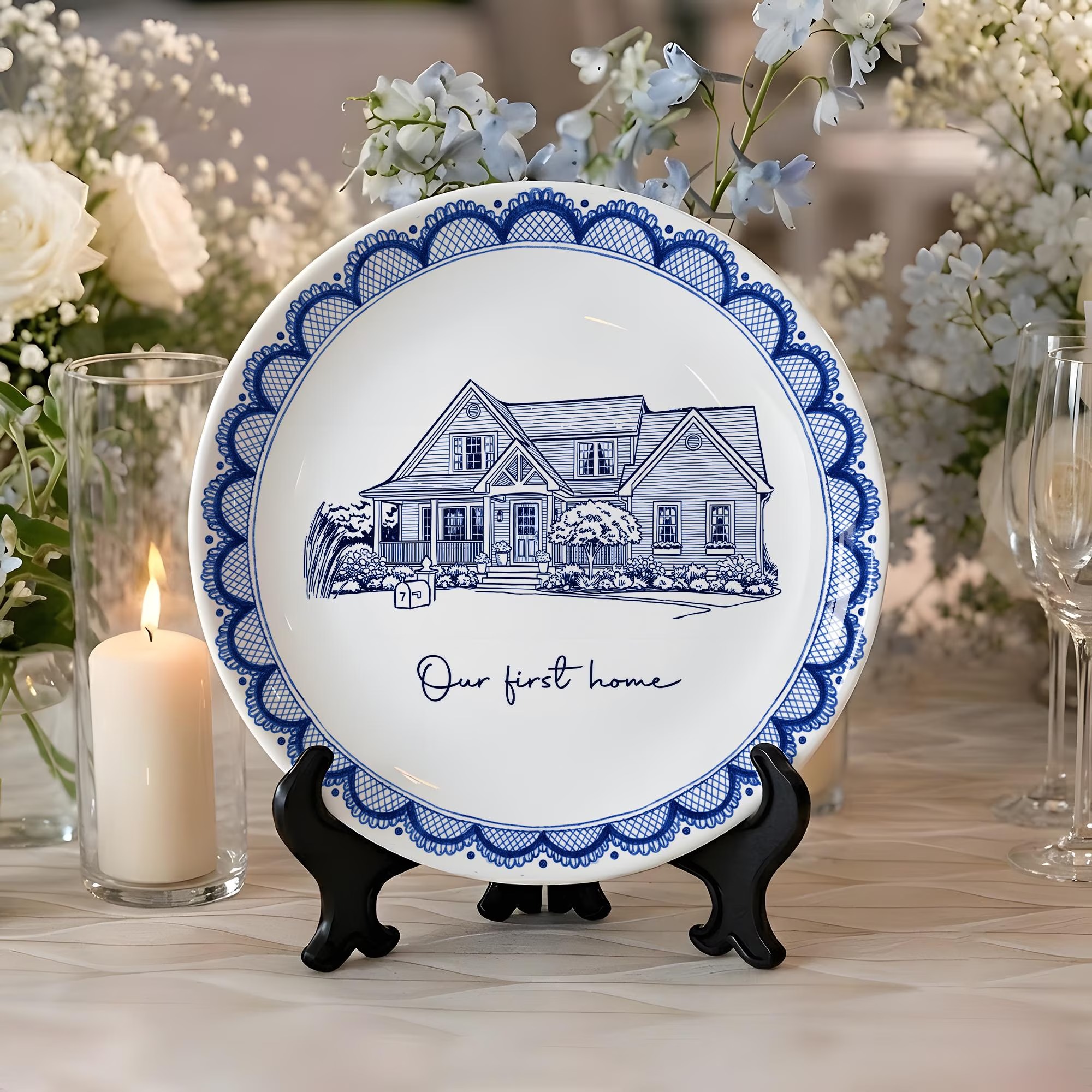 Personalized First Home Plate, Custom Housewarming Gift, New Home Keepsake, Personalized Ceramic Plate, Homeowner Gift, Realtor Gift