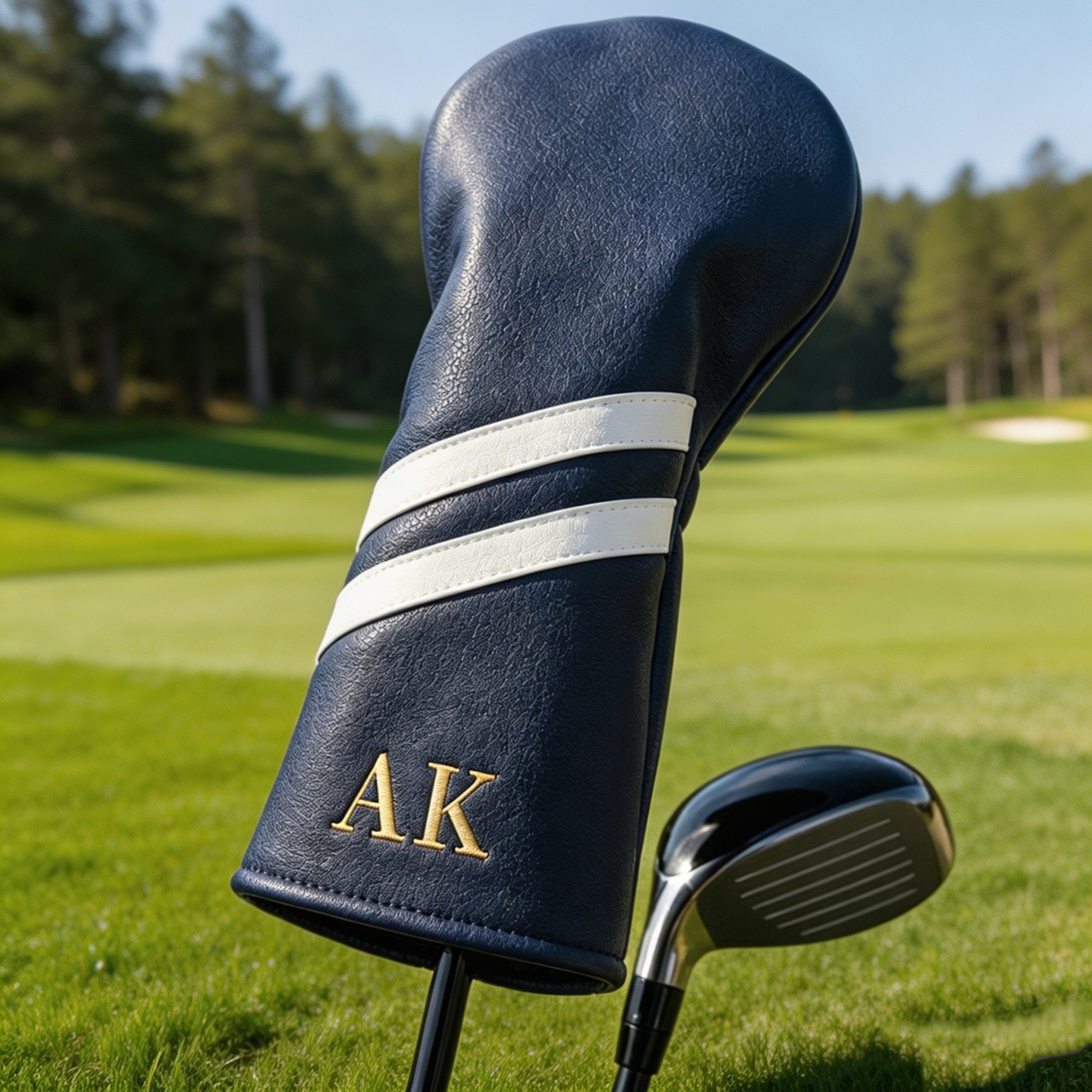 Personalized Golf Club Headcover, Custom Leather Driver Cover, Monogram Embroidered Golf Gift for Dad or Golf Lover, Golf Accessories