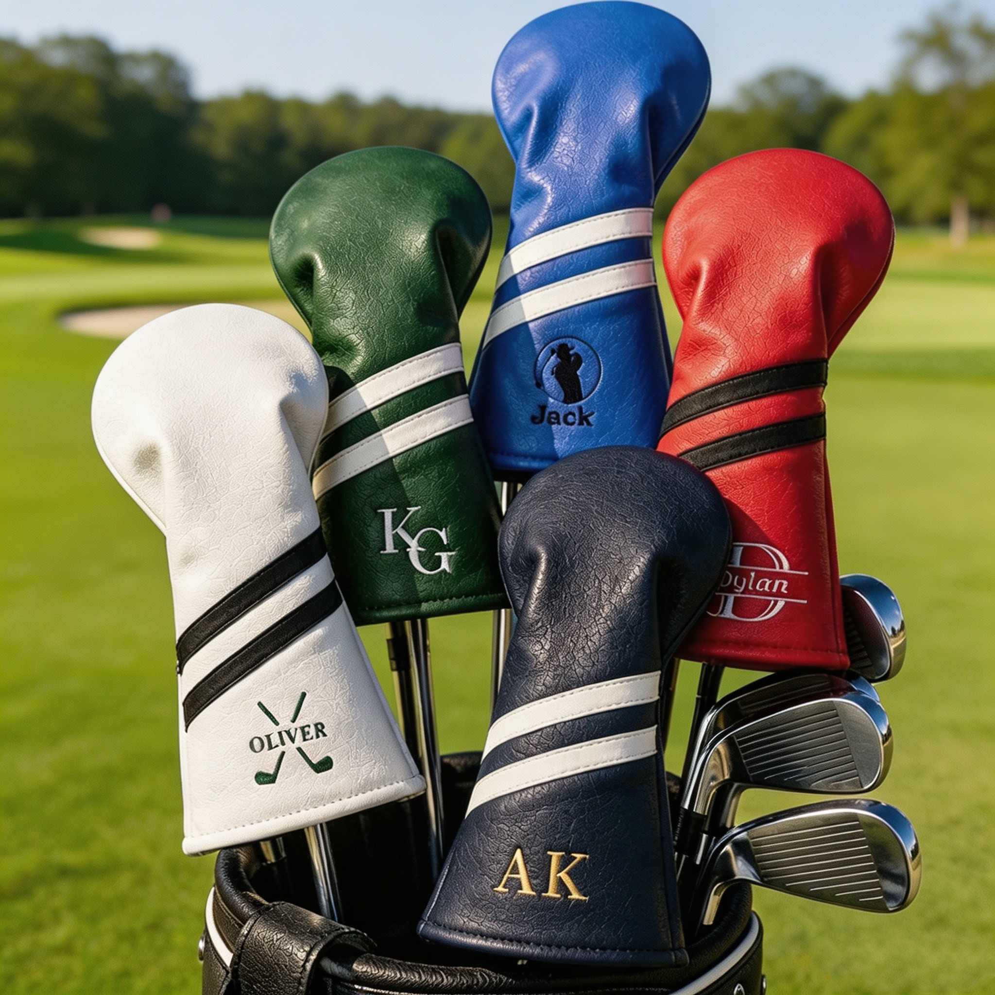 Personalized Golf Club Headcover, Custom Leather Driver Cover, Monogram Embroidered Golf Gift for Dad or Golf Lover, Golf Accessories