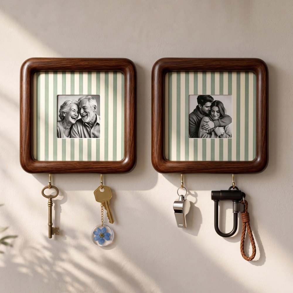 Personalized Photo Strip Key Holder Custom Wooden Wall Decor