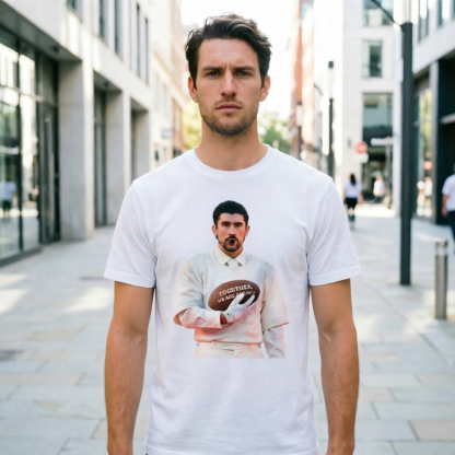 Athletic Street Graphic Performance T-Shirt – Sport-Inspired Football Portrait Short Sleeve Tee