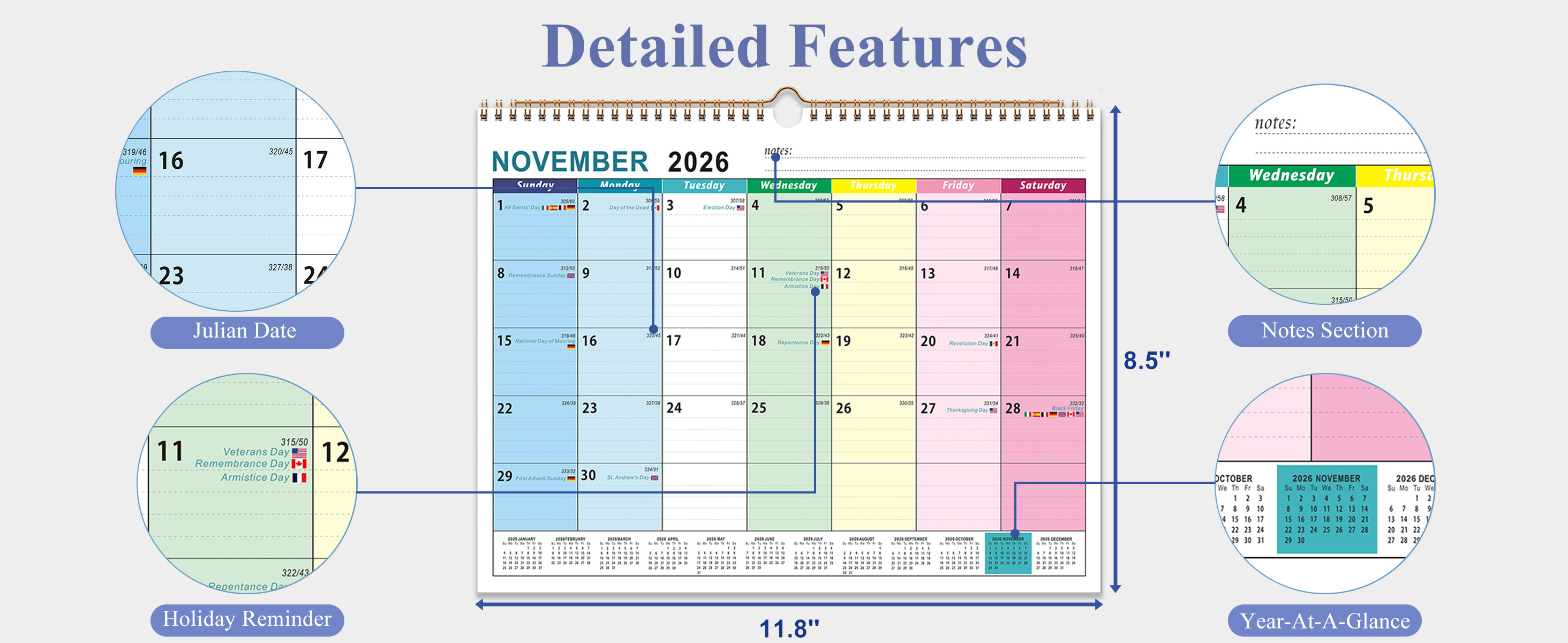 Custom-designed wall calendars featuring your company name, address, and contact details, along with product images and your logo.2026-2027 Wall Calendar - 18 Months Wall Calendar 2026-2027 with Thick Paper, Jul 2026 - Dec 2027,