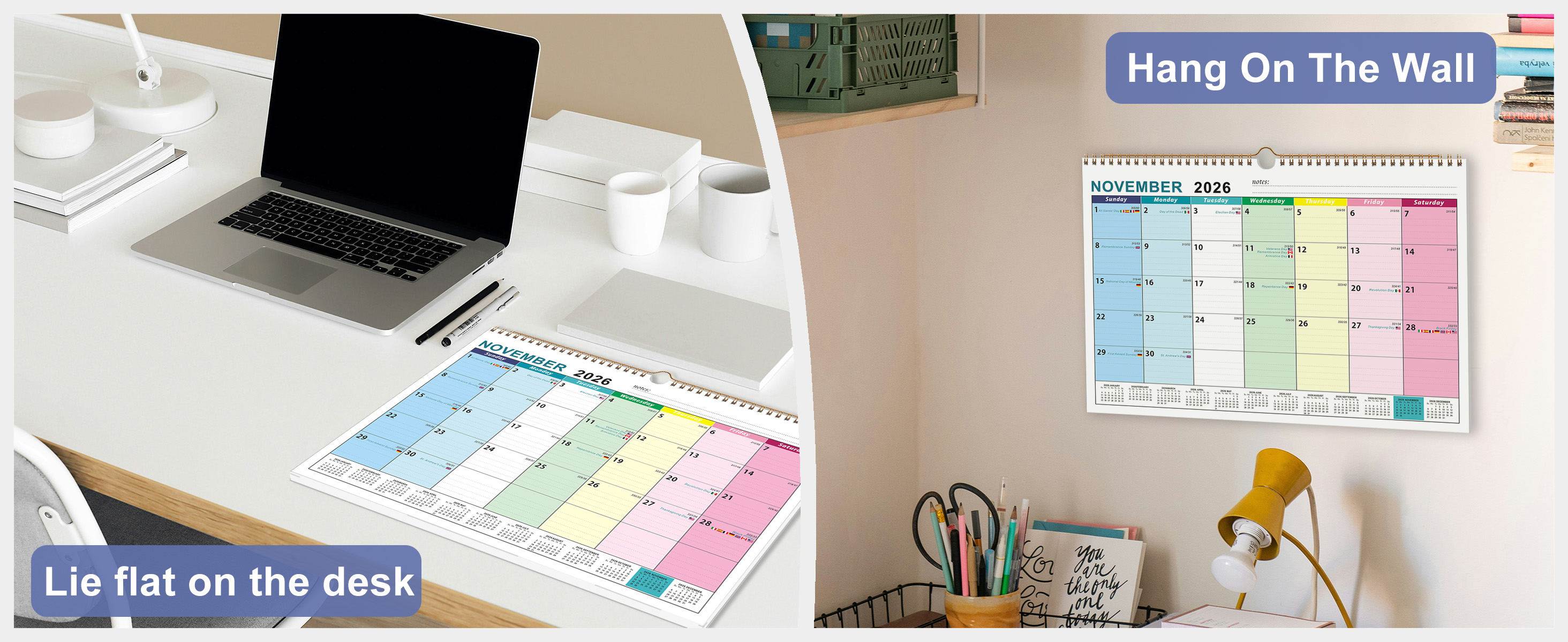 Custom-designed wall calendars featuring your company name, address, and contact details, along with product images and your logo.2026-2027 Wall Calendar - 18 Months Wall Calendar 2026-2027 with Thick Paper, Jul 2026 - Dec 2027,