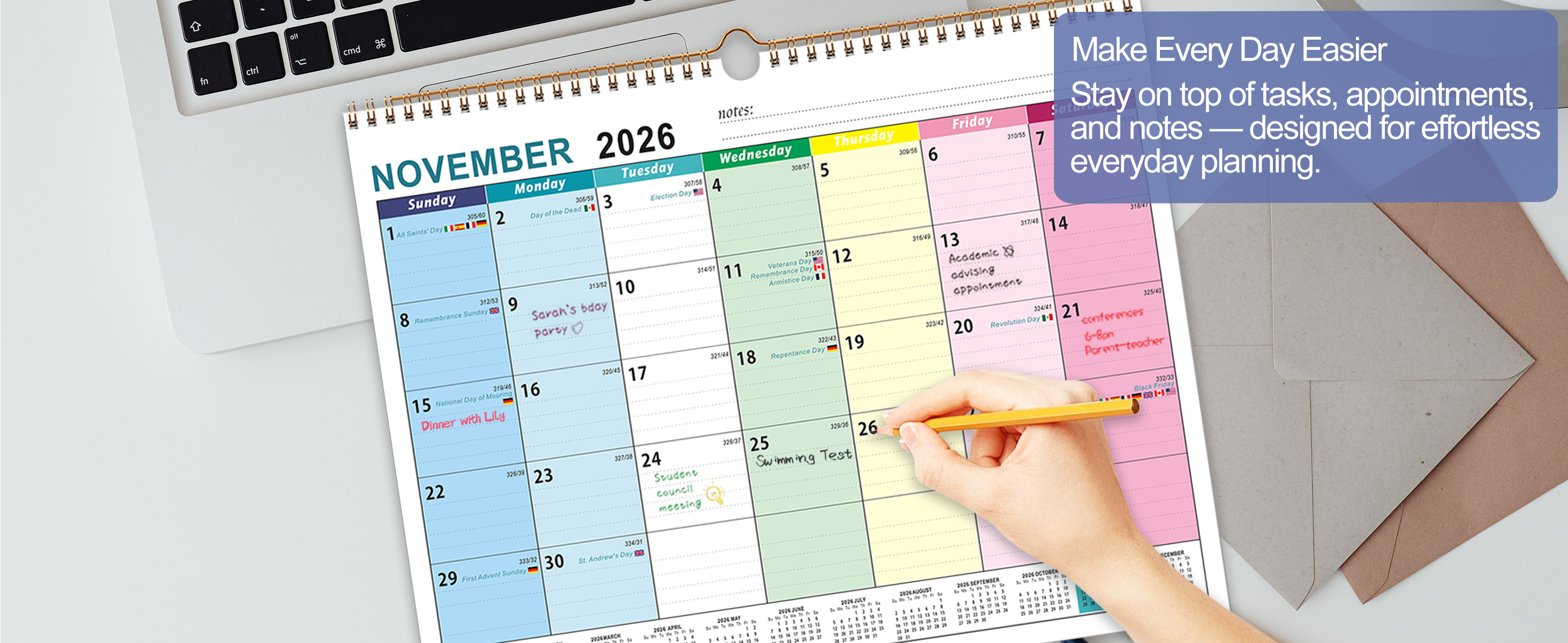 Custom-designed wall calendars featuring your company name, address, and contact details, along with product images and your logo.2026-2027 Wall Calendar - 18 Months Wall Calendar 2026-2027 with Thick Paper, Jul 2026 - Dec 2027,