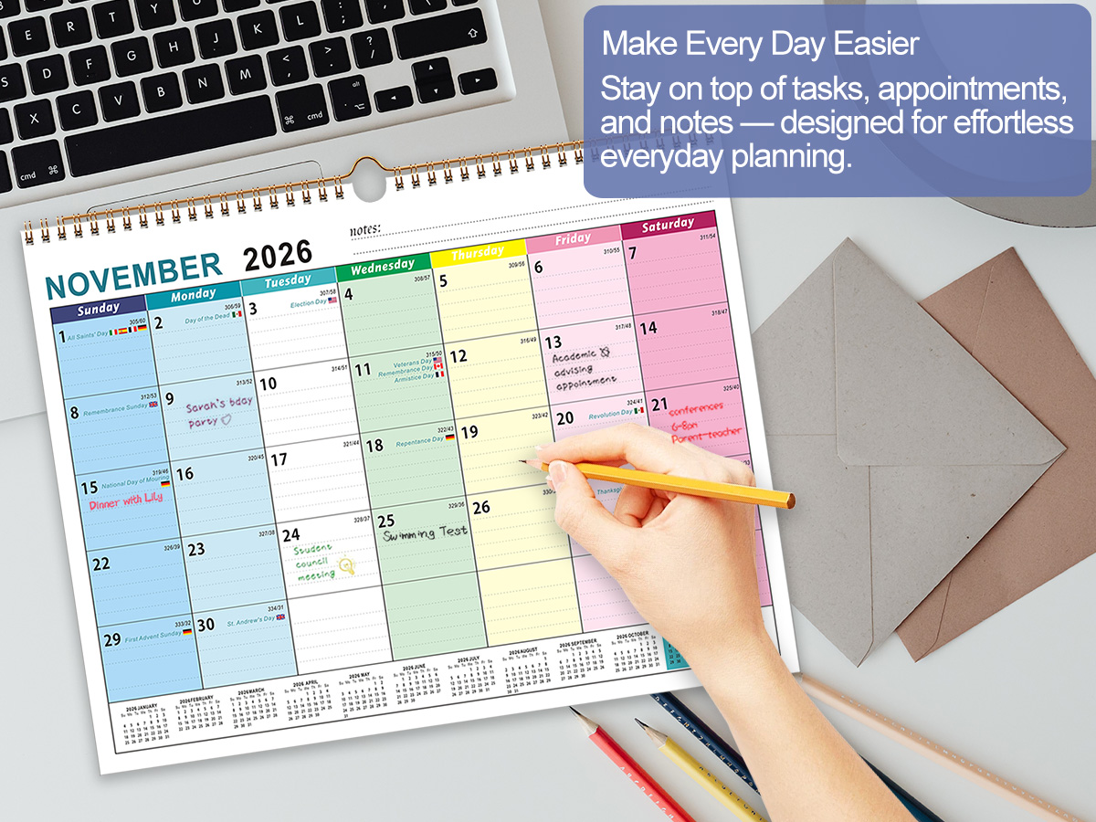 Custom-designed wall calendars featuring your company name, address, and contact details, along with product images and your logo.2026-2027 Wall Calendar - 18 Months Wall Calendar 2026-2027 with Thick Paper, Jul 2026 - Dec 2027,