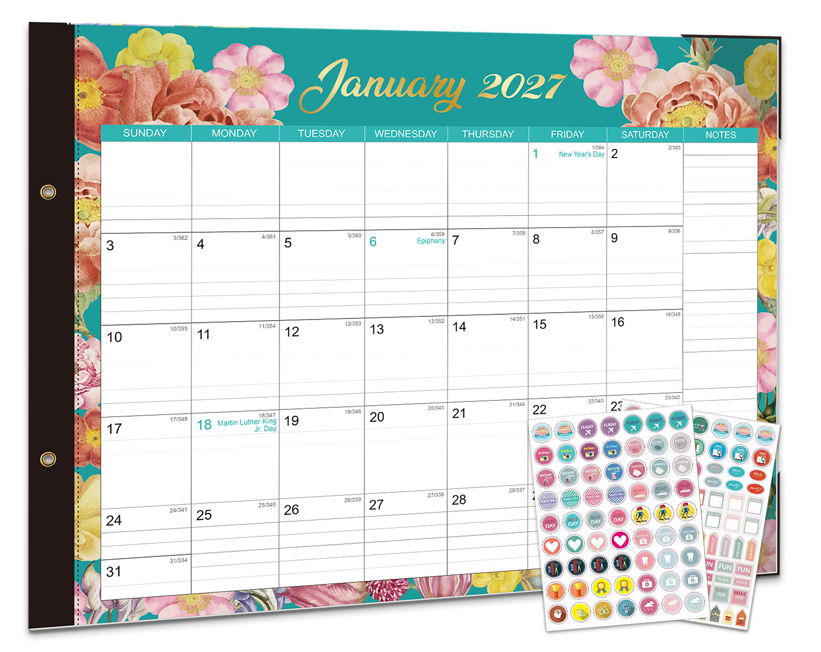 2027-2028 Desk Calendar - 22" x 17", 18 Month Desk Calendar January 2027 - June 2028, Large Monthly Desktop Calendar with Plastic Cover, Thick Paper, Corner Protectors 